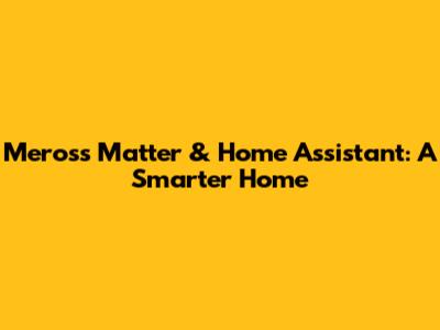 Meross Matter & Home Assistant: A Smarter Home