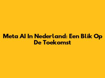Meta AI In Nederland: Een Blik Op De Toekomst