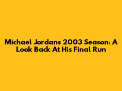 Michael Jordan's 2003 Season: A Look Back At His Final Run