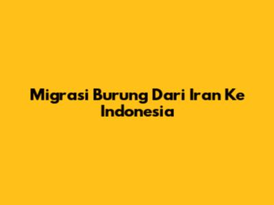 Migrasi Burung Dari Iran Ke Indonesia