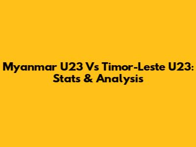 Myanmar U23 Vs Timor-Leste U23: Stats & Analysis