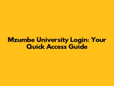 Mzumbe University Login: Your Quick Access Guide