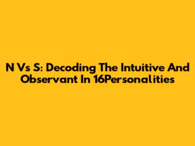 N Vs S: Decoding The Intuitive And Observant In 16Personalities