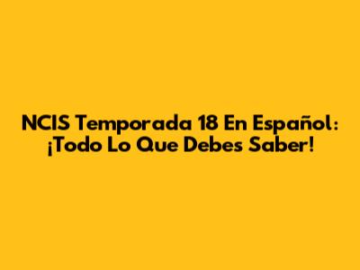 NCIS Temporada 18 En Español: ¡Todo Lo Que Debes Saber!