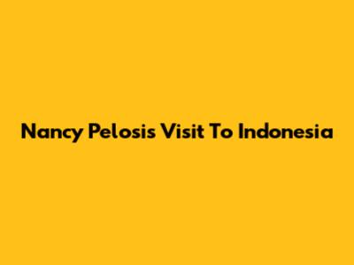 Nancy Pelosi's Visit To Indonesia