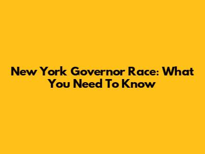 New York Governor Race: What You Need To Know