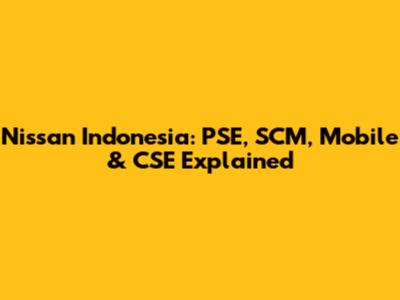 Nissan Indonesia: PSE, SCM, Mobile & CSE Explained