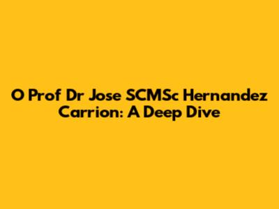 O Prof Dr Jose SCMSc Hernandez Carrion: A Deep Dive