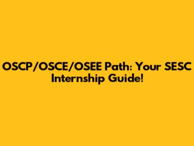 OSCP/OSCE/OSEE Path: Your SESC Internship Guide!