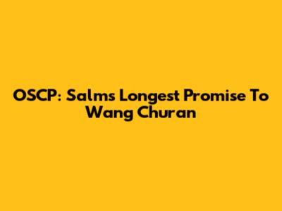 OSCP: Salm's Longest Promise To Wang Churan