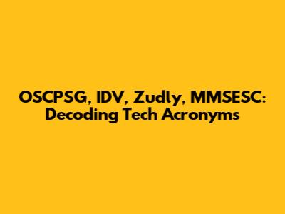 OSCPSG, IDV, Zudly, MMSESC: Decoding Tech Acronyms