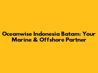 Oceanwise Indonesia Batam: Your Marine & Offshore Partner