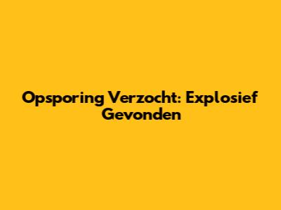 Opsporing Verzocht: Explosief Gevonden