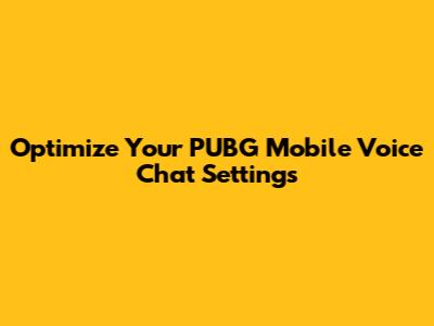 Optimize Your PUBG Mobile Voice Chat Settings