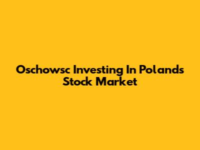 Oschowsc Investing In Poland's Stock Market