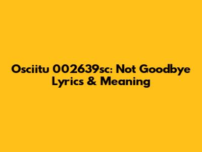 Osciitu 002639sc: 'Not Goodbye' Lyrics & Meaning