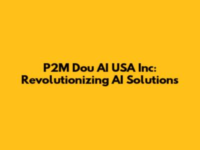 P2M Dou AI USA Inc: Revolutionizing AI Solutions
