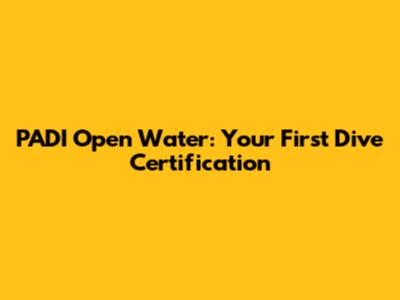 PADI Open Water: Your First Dive Certification