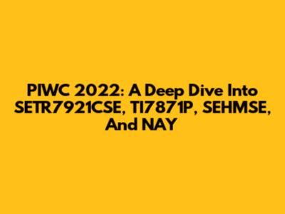 PIWC 2022: A Deep Dive Into SETR7921CSE, TI7871P, SEHMSE, And NAY