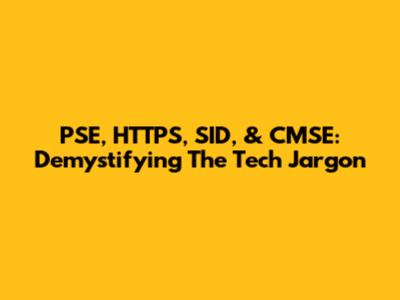 PSE, HTTPS, SID, & CMSE: Demystifying The Tech Jargon