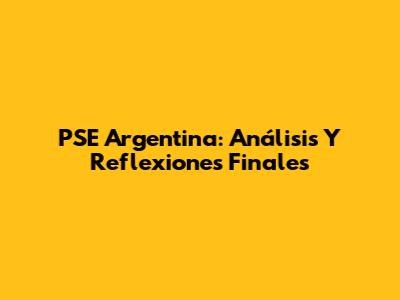 PSE Argentina: Análisis Y Reflexiones Finales