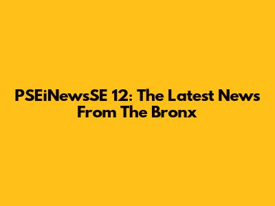 PSEiNewsSE 12: The Latest News From The Bronx