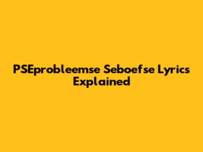 PSEprobleemse Seboefse Lyrics Explained