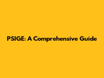PSIGE: A Comprehensive Guide