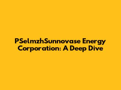 PSelmzhSunnovase Energy Corporation: A Deep Dive