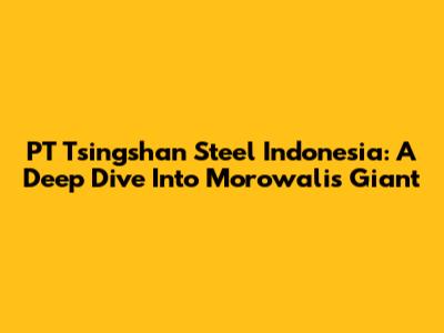 PT Tsingshan Steel Indonesia: A Deep Dive Into Morowali's Giant