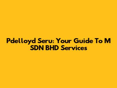 Pdelloyd Seru: Your Guide To M SDN BHD Services