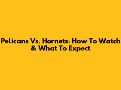 Pelicans Vs. Hornets: How To Watch & What To Expect