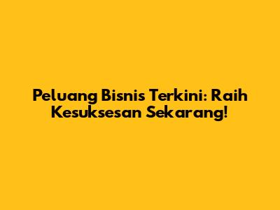 Peluang Bisnis Terkini: Raih Kesuksesan Sekarang!