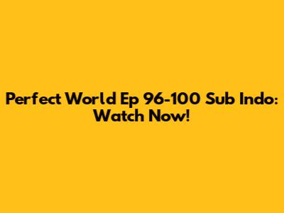 Perfect World Ep 96-100 Sub Indo: Watch Now!
