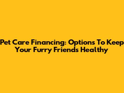Pet Care Financing: Options To Keep Your Furry Friends Healthy