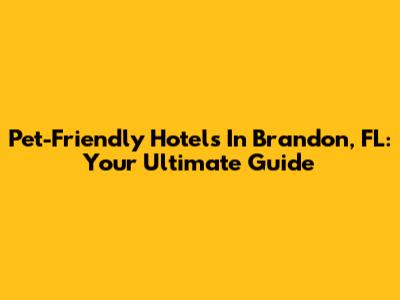 Pet-Friendly Hotels In Brandon, FL: Your Ultimate Guide