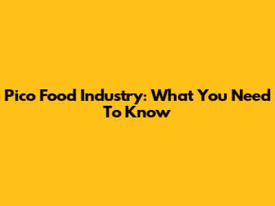 Pico Food Industry: What You Need To Know