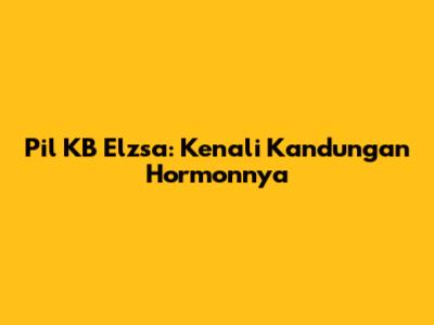Pil KB Elzsa: Kenali Kandungan Hormonnya
