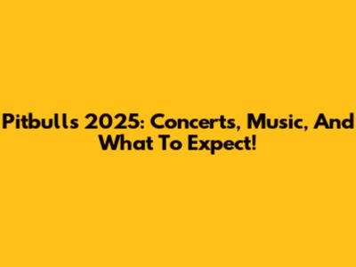 Pitbull's 2025: Concerts, Music, And What To Expect!
