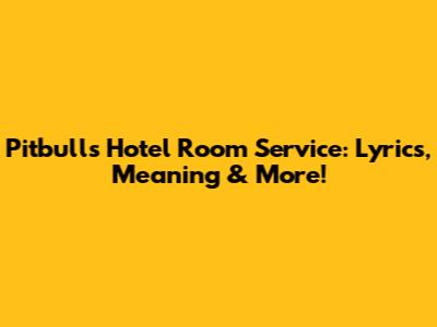 Pitbull's Hotel Room Service: Lyrics, Meaning & More!
