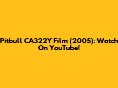 Pitbull CA322Y Film (2005): Watch On YouTube!