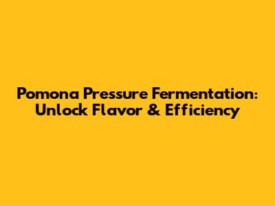 Pomona Pressure Fermentation: Unlock Flavor & Efficiency
