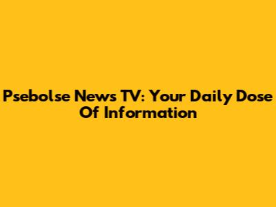 Psebolse News TV: Your Daily Dose Of Information