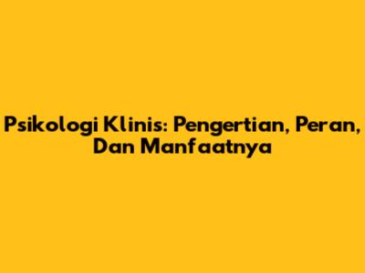 Psikologi Klinis: Pengertian, Peran, Dan Manfaatnya