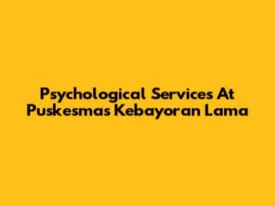 Psychological Services At Puskesmas Kebayoran Lama
