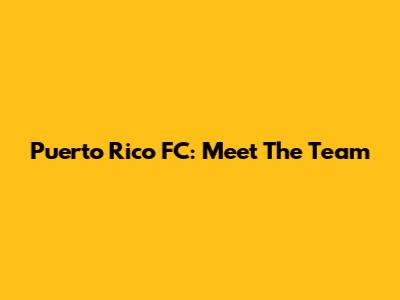 Puerto Rico FC: Meet The Team