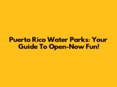 Puerto Rico Water Parks: Your Guide To Open-Now Fun!