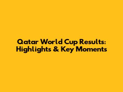 Qatar World Cup Results: Highlights & Key Moments