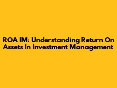 ROA IM: Understanding Return On Assets In Investment Management