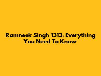 Ramneek Singh 1313: Everything You Need To Know
